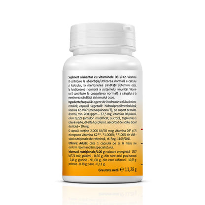 Vitamina D3 2000 UI + K2 120 caps Zenyth